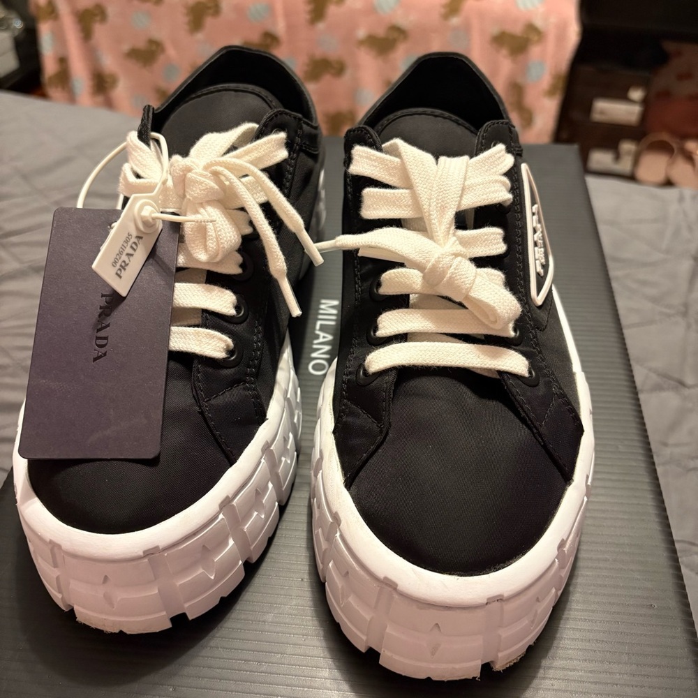 Prada Milano Black and White Sneakers - Picture 5 of 9